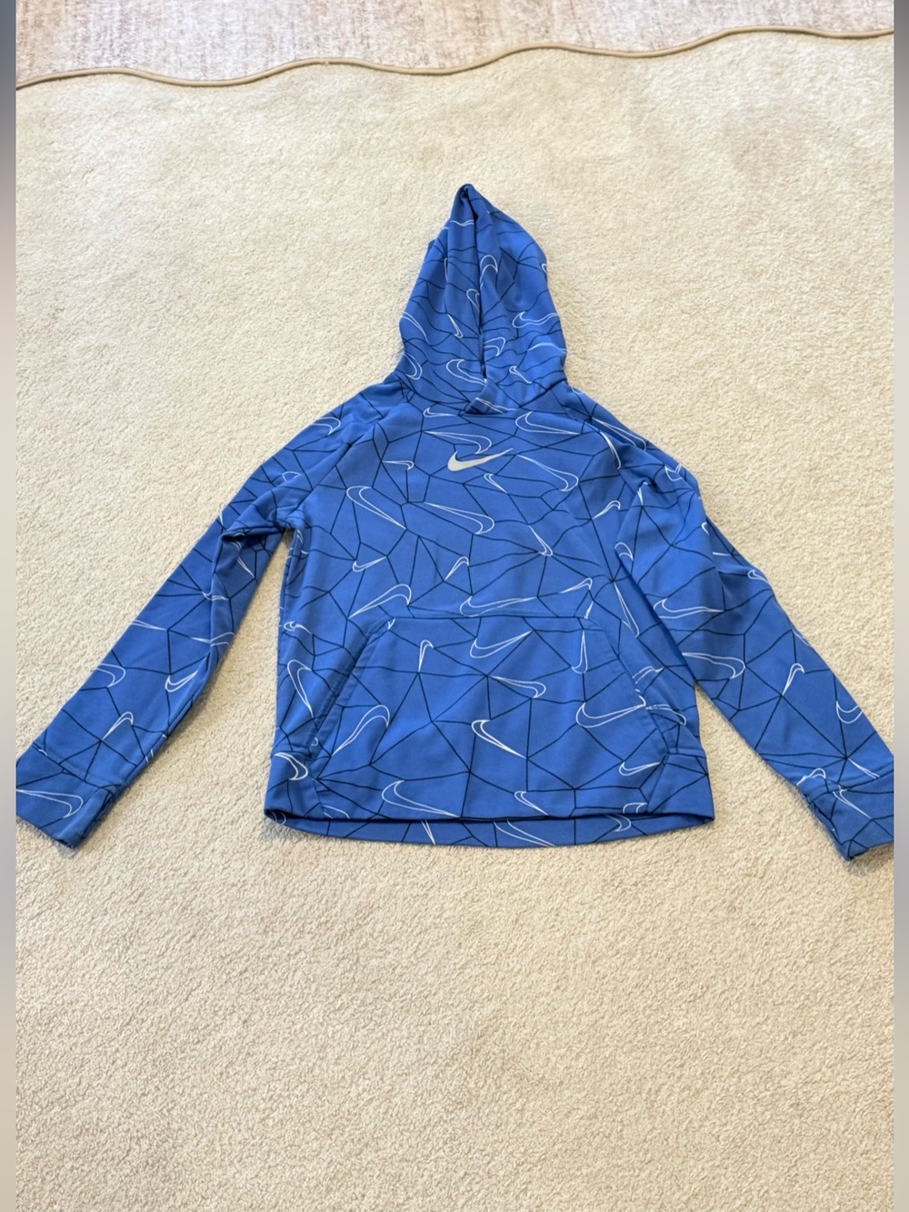 Nike Blue Allover Swoosh Pullover Hoodie
